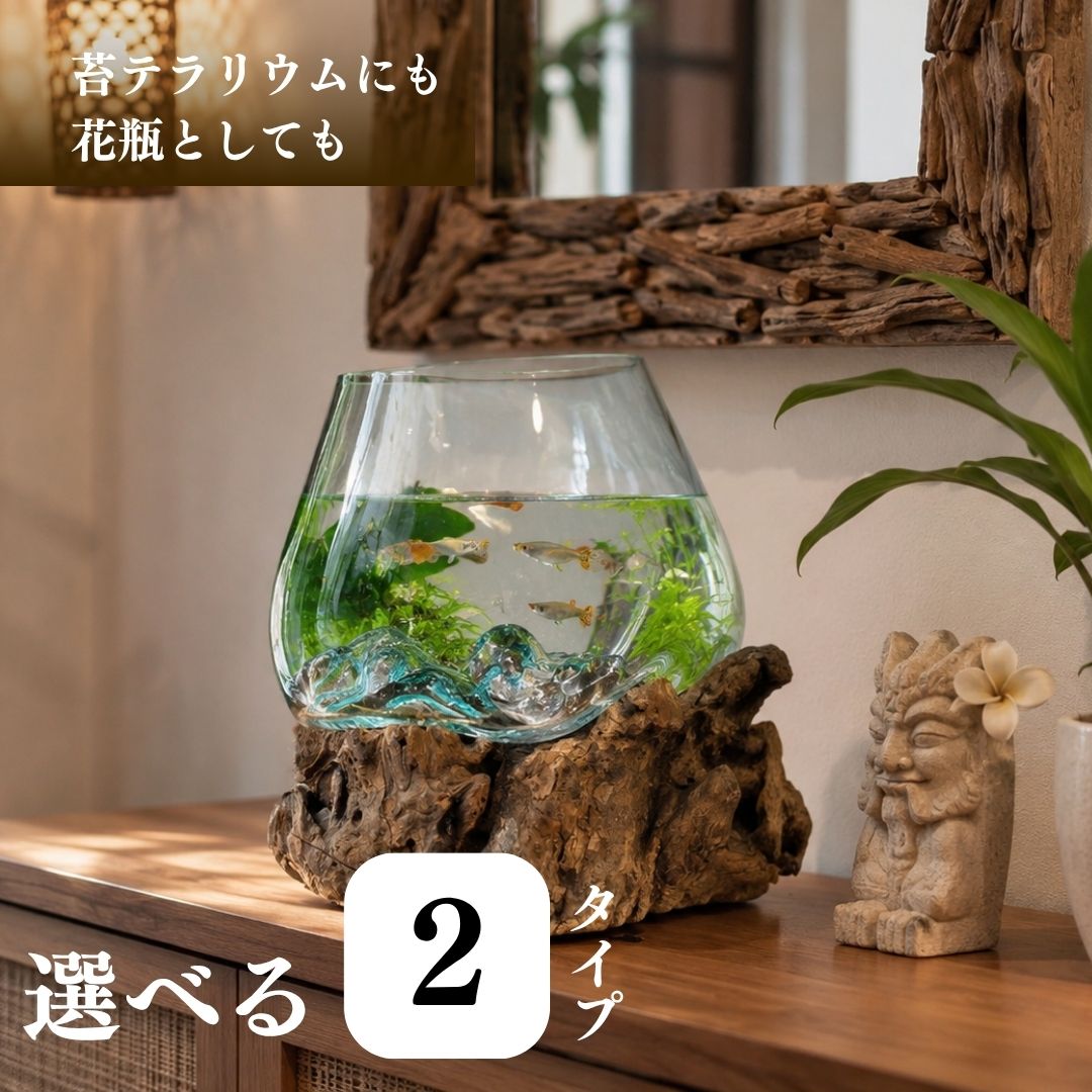 金魚鉢 バリガラス ドリフトウッド 置物 花瓶 フラワーベース メダカ