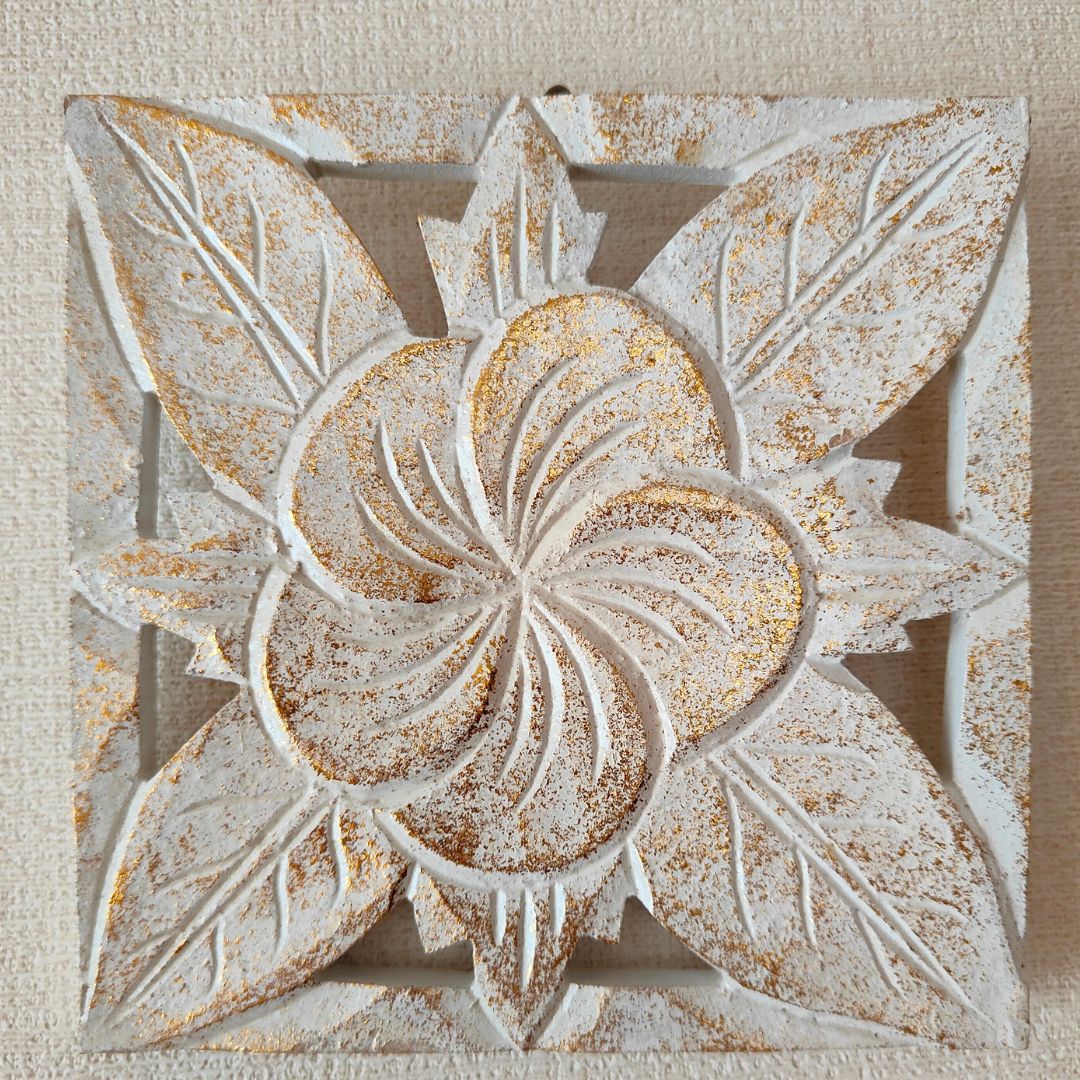 メール便対応可 木製レリーフ プルメリア 14.5cm角 ミニ MDF ウォール