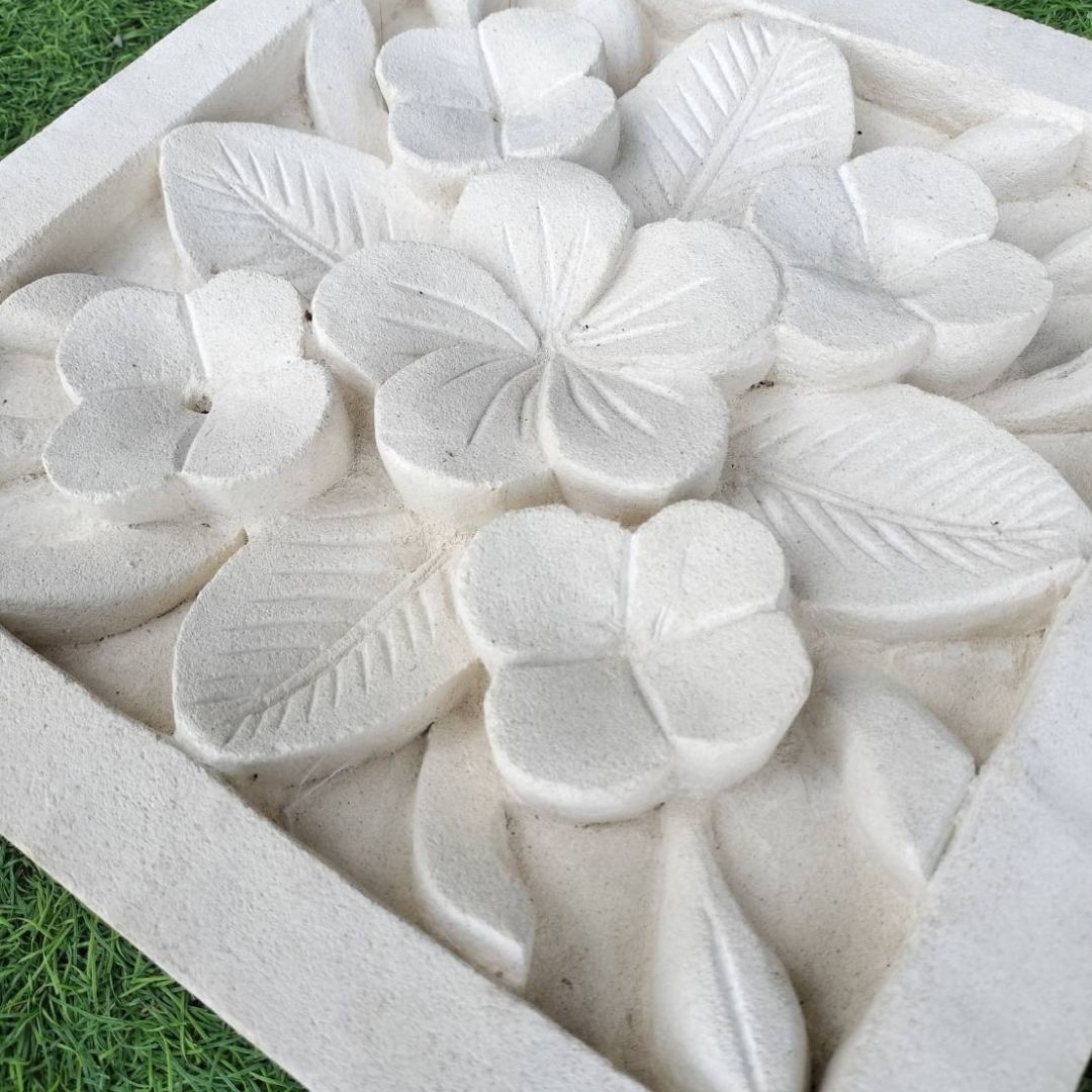 ストーンレリーフ 30×30 花 南国 フラワー 厚み5cm パラス石 石材