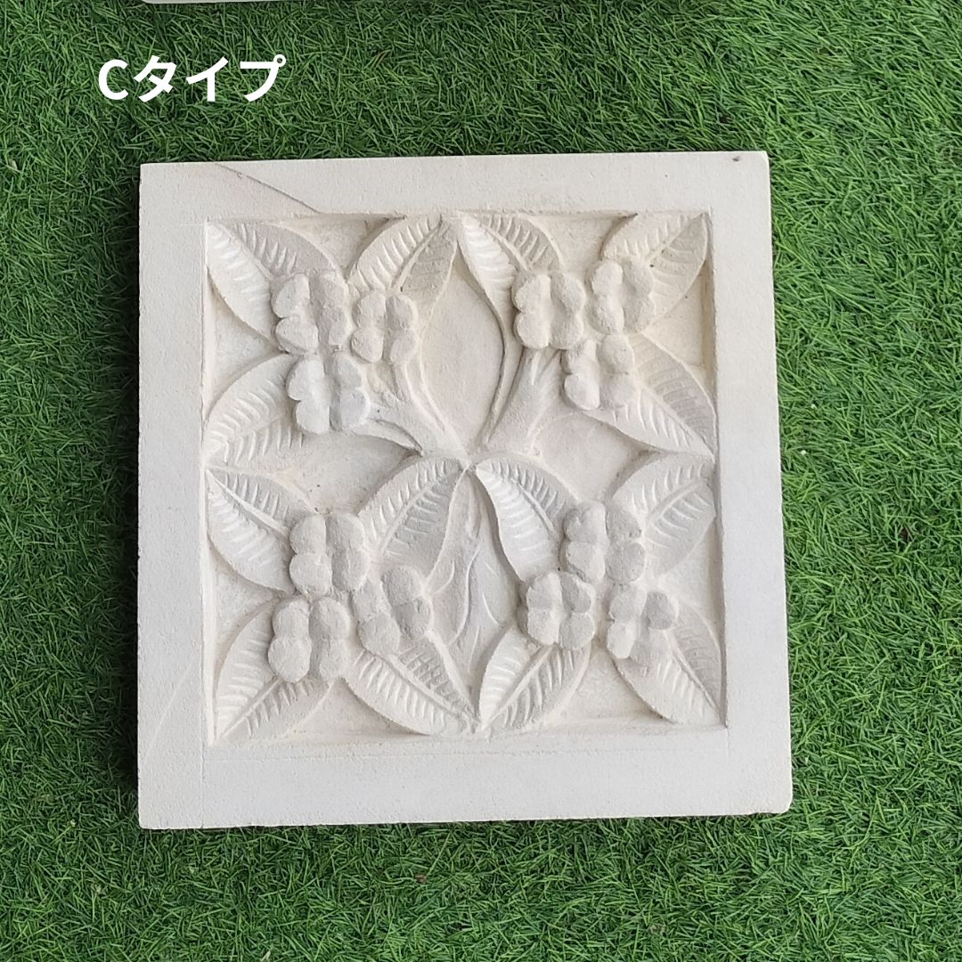 ストーンレリーフ 30×30 花 南国 フラワー 厚み5cm パラス石 石材