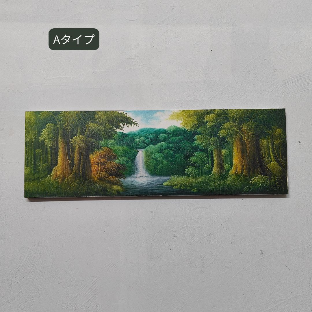 森の絵 滝の絵 ウォーターフォール フレームなし W90×H30cm 緑