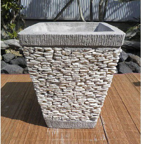 プランター 大型 角 H50cm 白 植木鉢 石鉢 おしゃれ アジアン バリ島