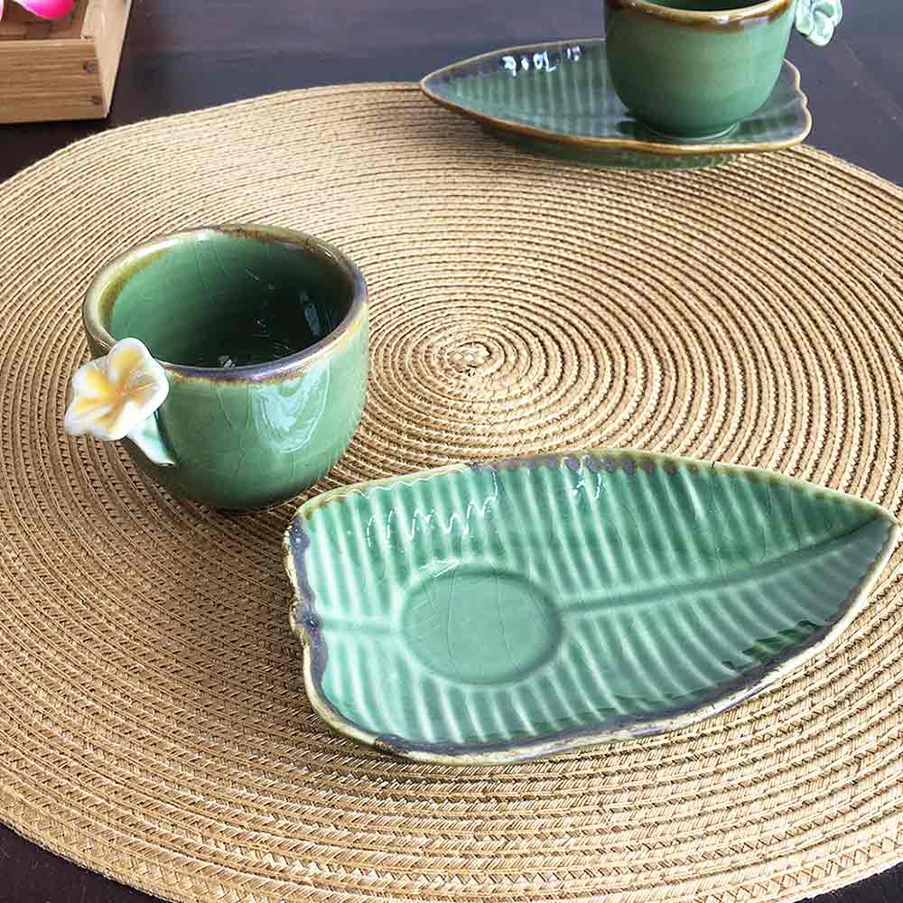 コーヒーカップ ティーカップ ソーサー プルメリア バナナリーフ型 2