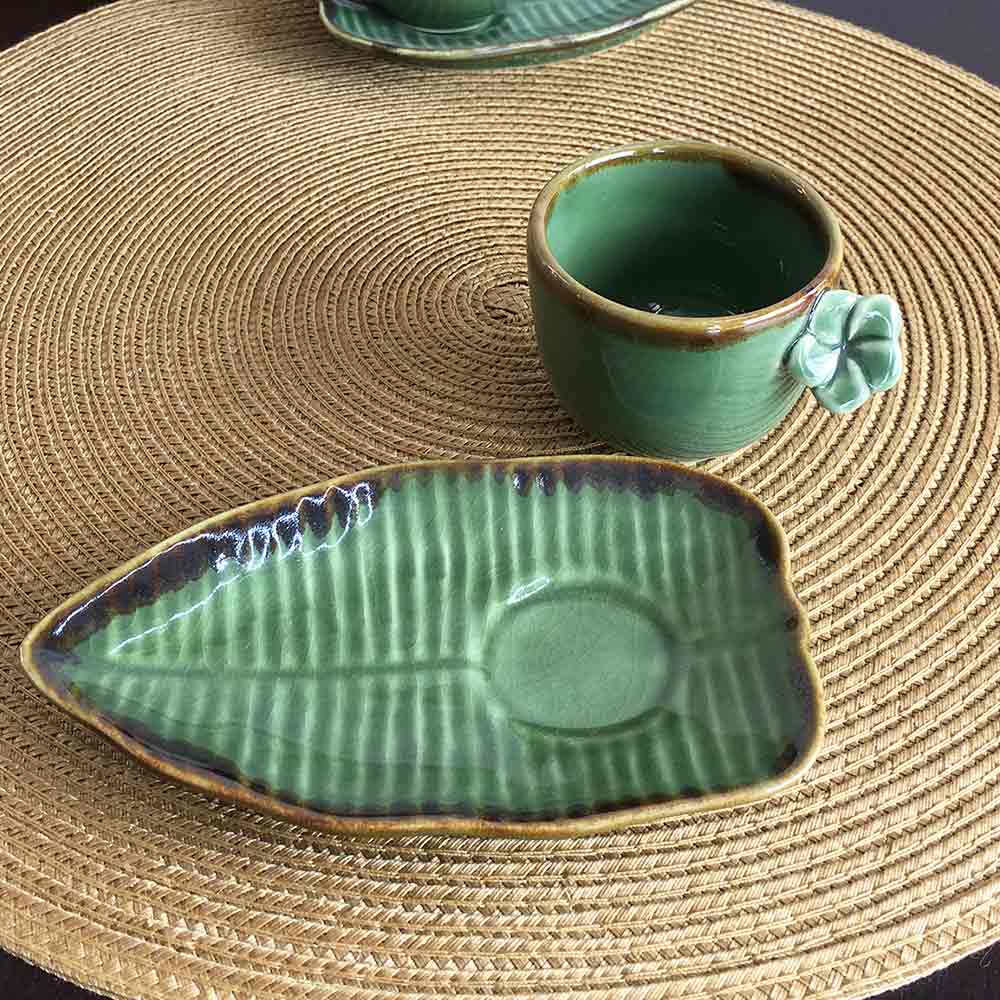 コーヒーカップ ティーカップ ソーサー プルメリア バナナリーフ型 2