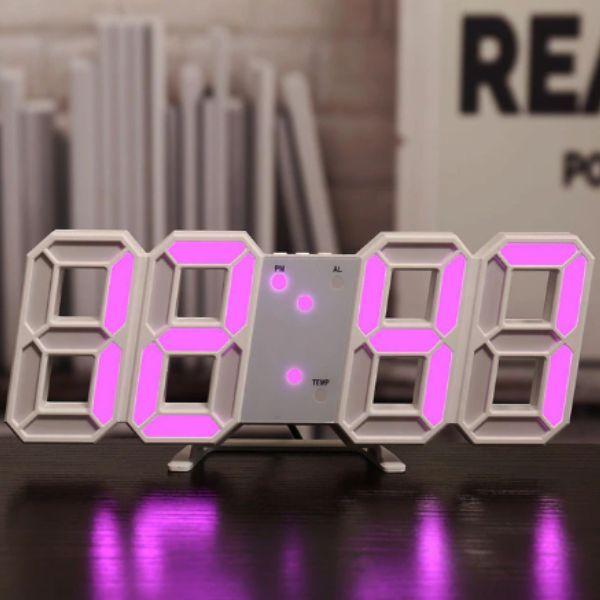 デジタル時計 置き時計 壁掛け 光る おしゃれ 北欧 LED インテリア 3D 置時計 目覚まし 時計｜kura-hana｜02