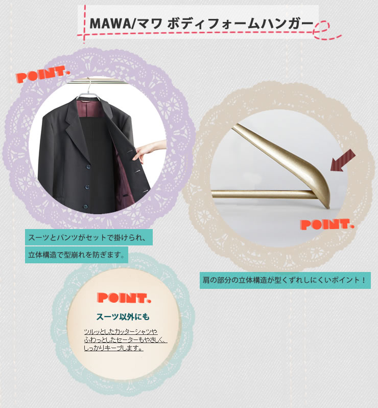 Mawaハンガー マワハンガー 賜物 ボディフォームハンガー シルバー 5本組