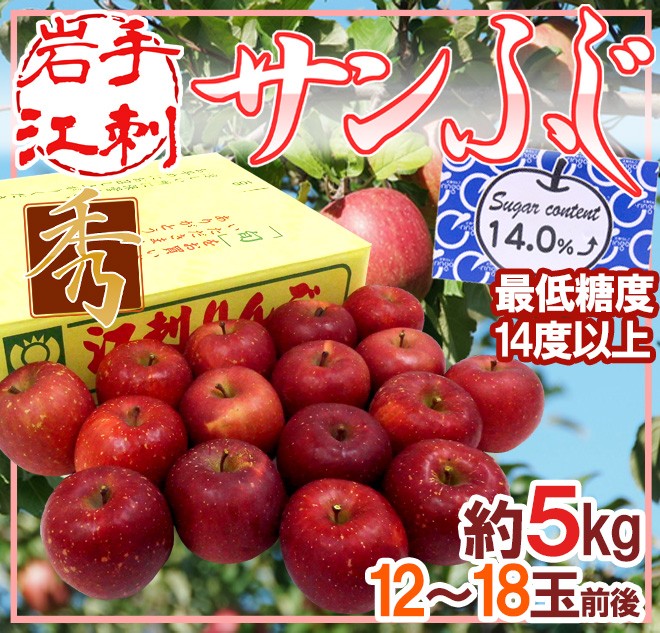 品質保証 りんご 岩手江刺産 ”蜜入りサンふじ” 秀品 12～18玉 約5kg 送料無料 notimundo.com.ec