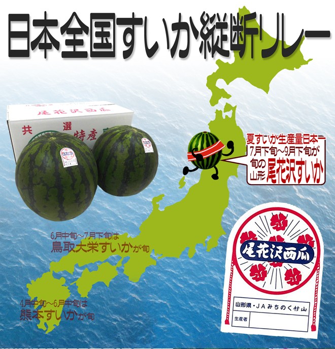 山形県産、尾花沢スイカ５Ｌサイズ2個入り 先行予約 尾花沢産スイカ 4Lサイズ 約9㎏×2玉 7月下旬～8月中旬