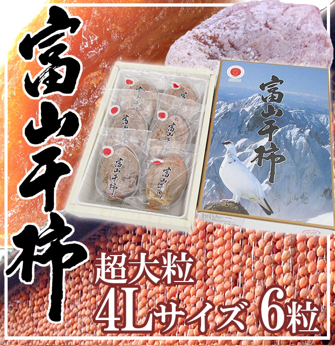 富山産 ”富山干柿” 4Lサイズ 特大粒 6個入 化粧箱【予約 12月中旬以降