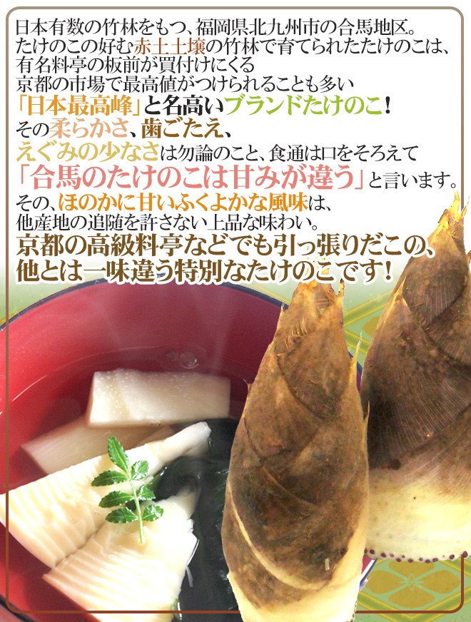 福岡 合馬産 ”たけのこ” 3〜8本 約4kg 化粧箱 最高等級 黄テープ限定