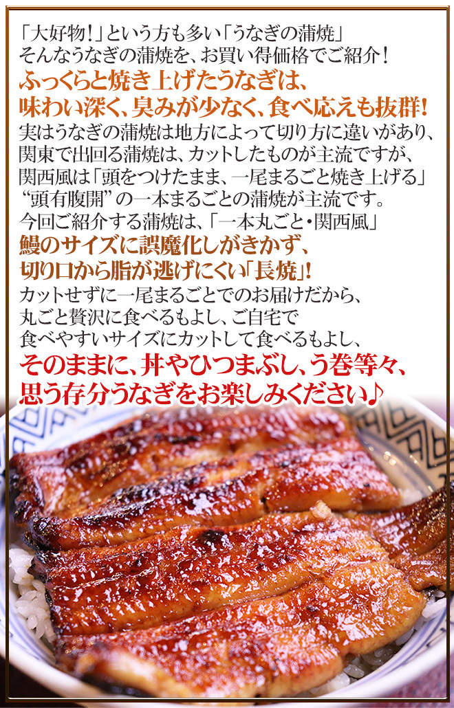 うなぎ蒲焼” 約380〜400g前後 中国産 ウナギ/鰻/有頭腹開 送料