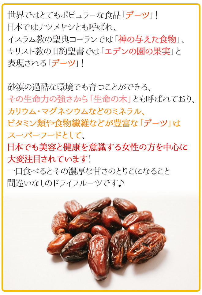 種抜きデーツ” 《2袋》ドライフルーツ/ナツメヤシ【ポスト投函送料無料