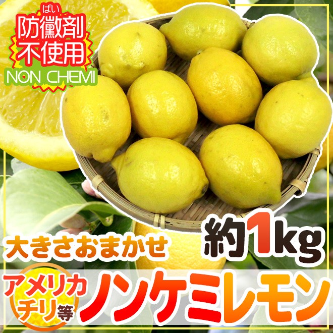 チリ・アメリカ産など ”ノンケミレモン” 大きさおまかせ 約1kg