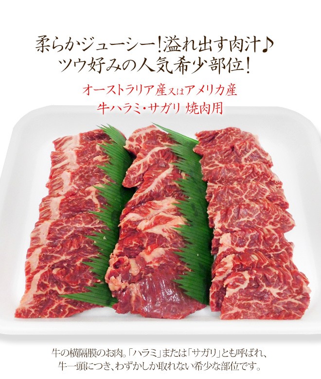 牛ハラミ・サガリ 焼肉用” 約1kg （約500g×2pc） 送料無料 :5522199-u-harayk1kg:くらし快援隊 - 通販 -  Yahoo!ショッピング