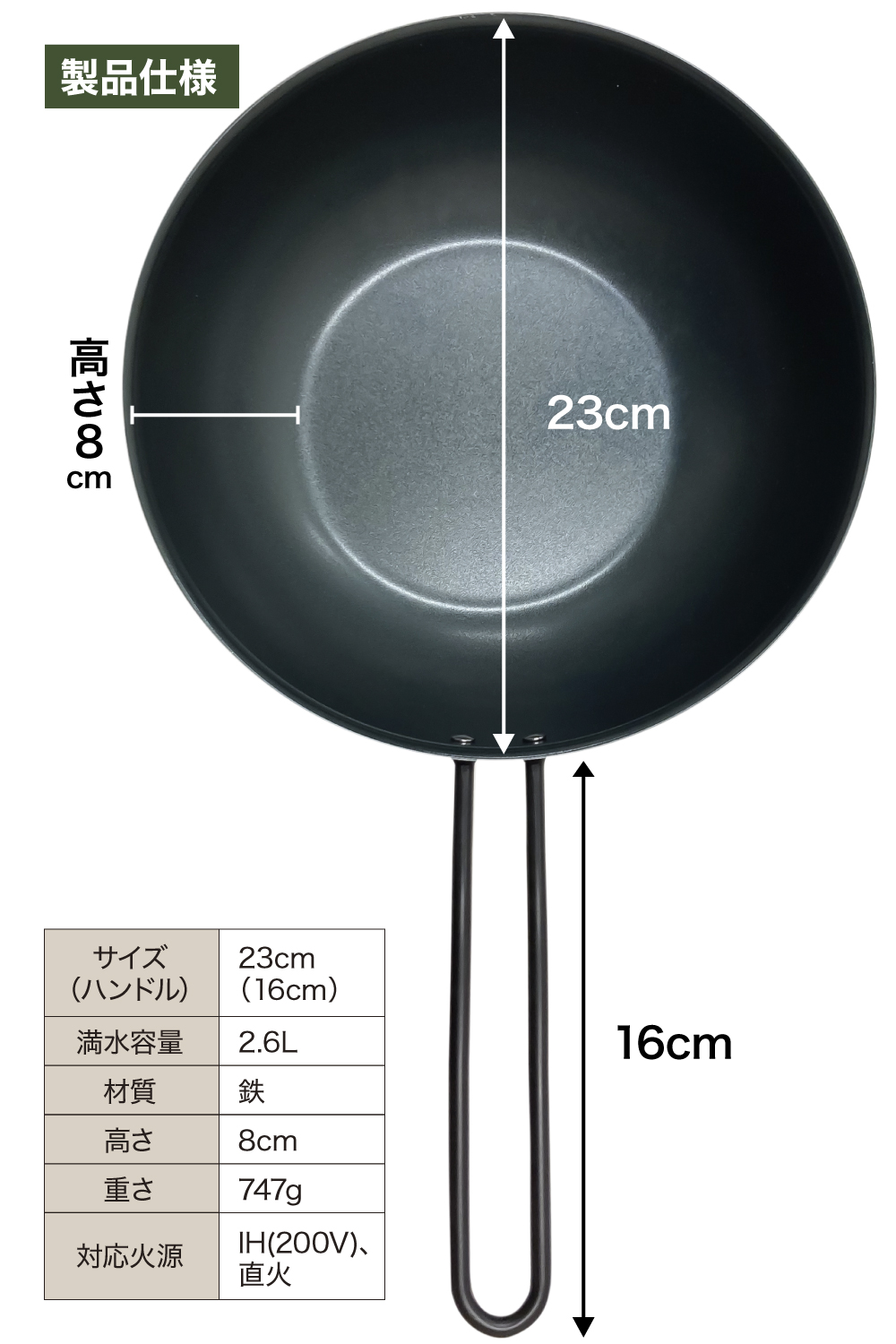 直径23cm 高さ8cm 重さ747g
