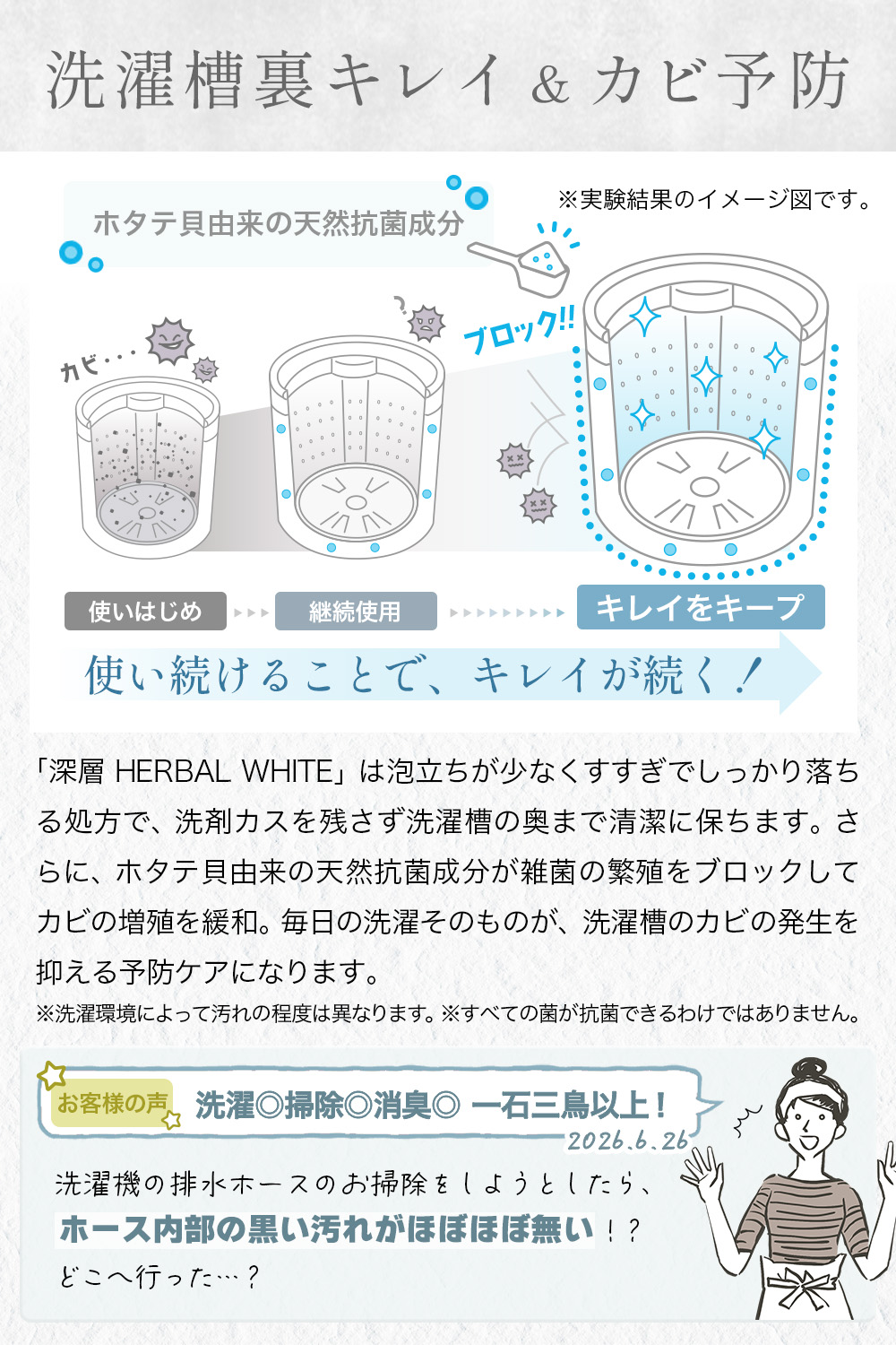 洗濯洗剤【深層 HERBAL WHITE 2袋】衣類用 無香料 お肌に優しい 無リン 蛍光剤無配合 汚れ戻り防止 繊維コーティングで白さが続く！SAKuRAKu | SAKuRAKu | 17