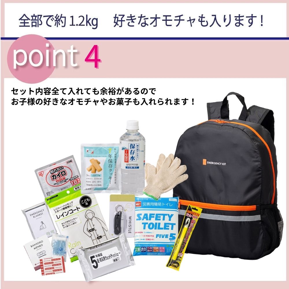 防災リュックセット重さpoint4