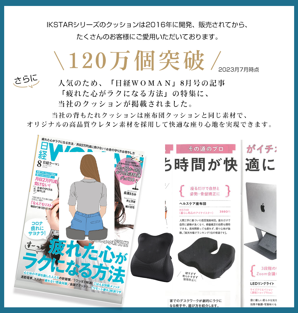 1位常連 IKSTAR 背もたれ クッション 腰当て 腰痛クッション 椅子用