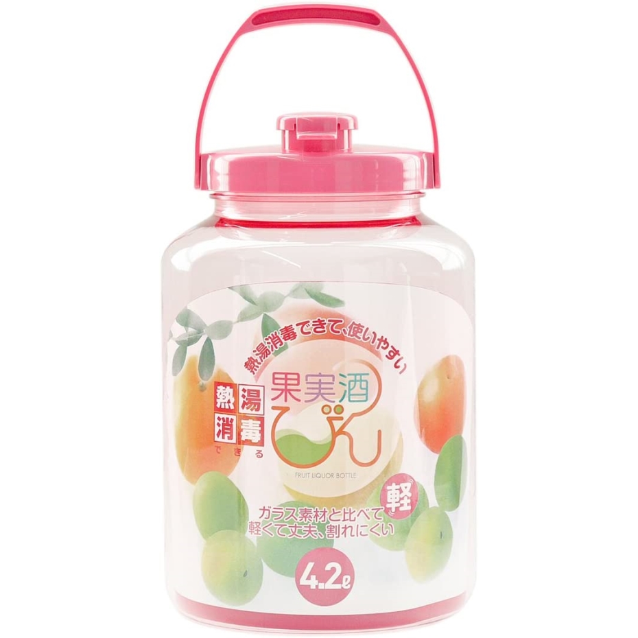 タケヤ化学 カラー果実酒びん R型 4.2L 熱湯消毒OK ももいろ 日本製