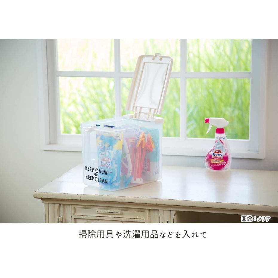 平和工業 取手付ストッカー 深型 クリア (幅18×奥行32×高さ23.8cm