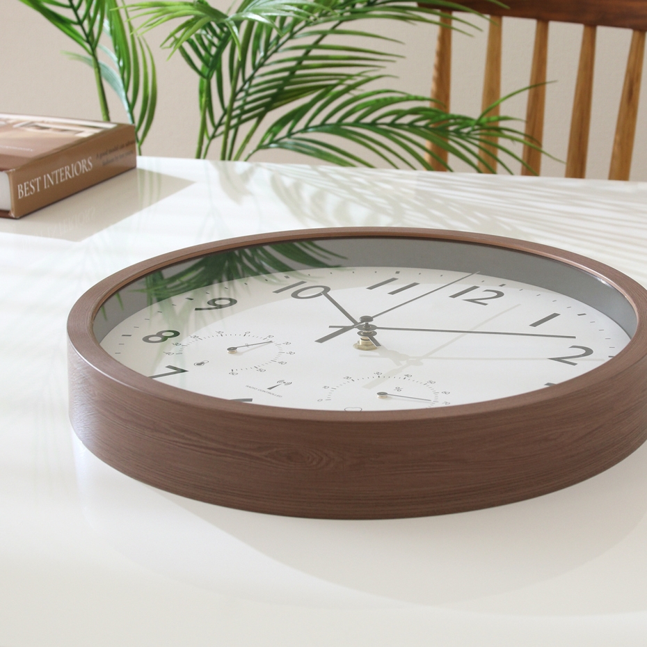 不二貿易（Fuji Boeki） 電波掛時計 フォレスト 温湿度計付 直径30cm