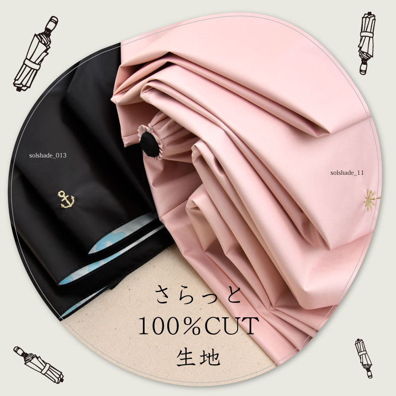 SOLSHADE 日傘 完全遮光 折りたたみ 晴雨兼用 軽量 UVカット 100