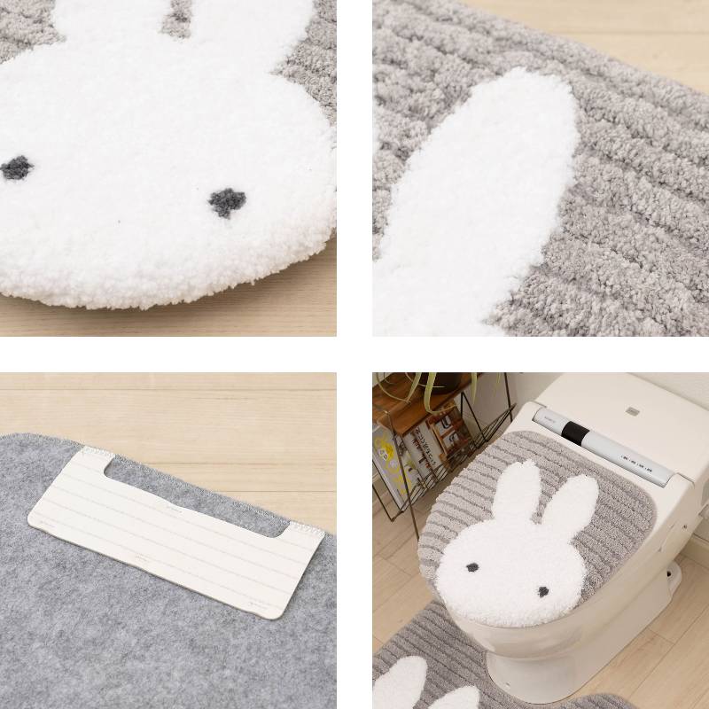 【新品】ミッフィートイレマット　グレー　３点セット Amazon | ミッフィー トイレマット 3点セット トイレ―カバー