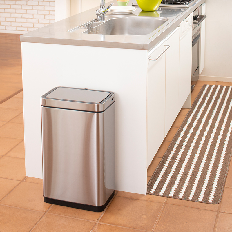 【ひよこ】EKD ステンレス ごみ箱 シルバー DF 45リットル EKO ゴミ箱 45L リチウムイオン電池搭載 センサー ステンレス