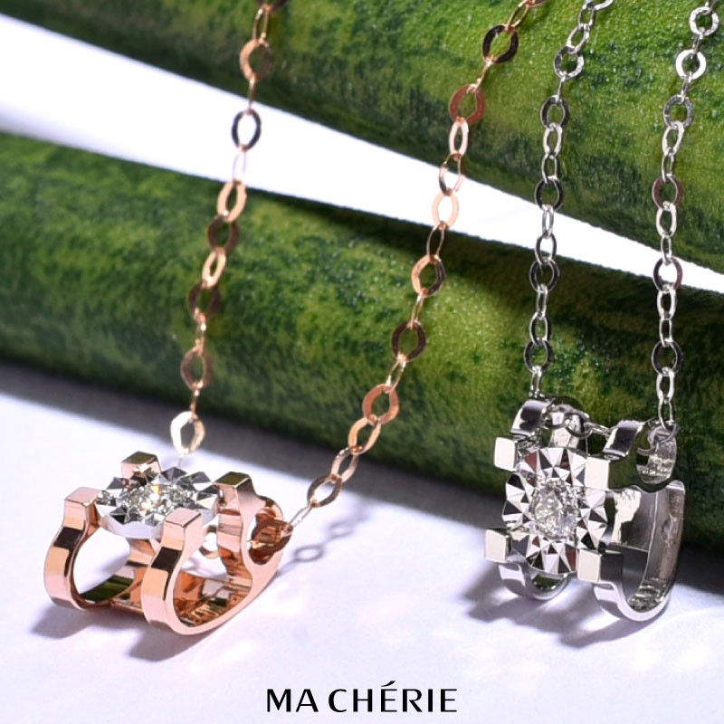 MA CHERIE マシェリ ネックレス レディース K18 Au750 0.03ct 刻印あり 