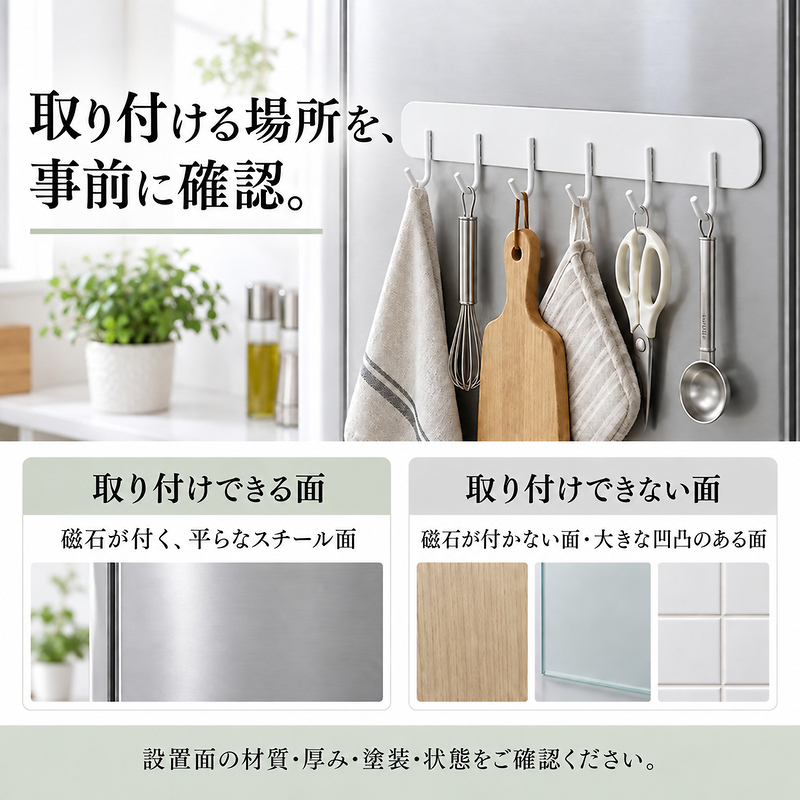 MONOWA キッチンツールフック マグネット 6連 壁面収納 浮かせる収納