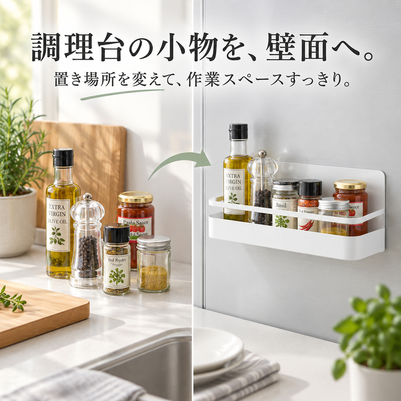 MONOWA スパイスラック マグネット 調味料ラック 壁面収納 浮かせる