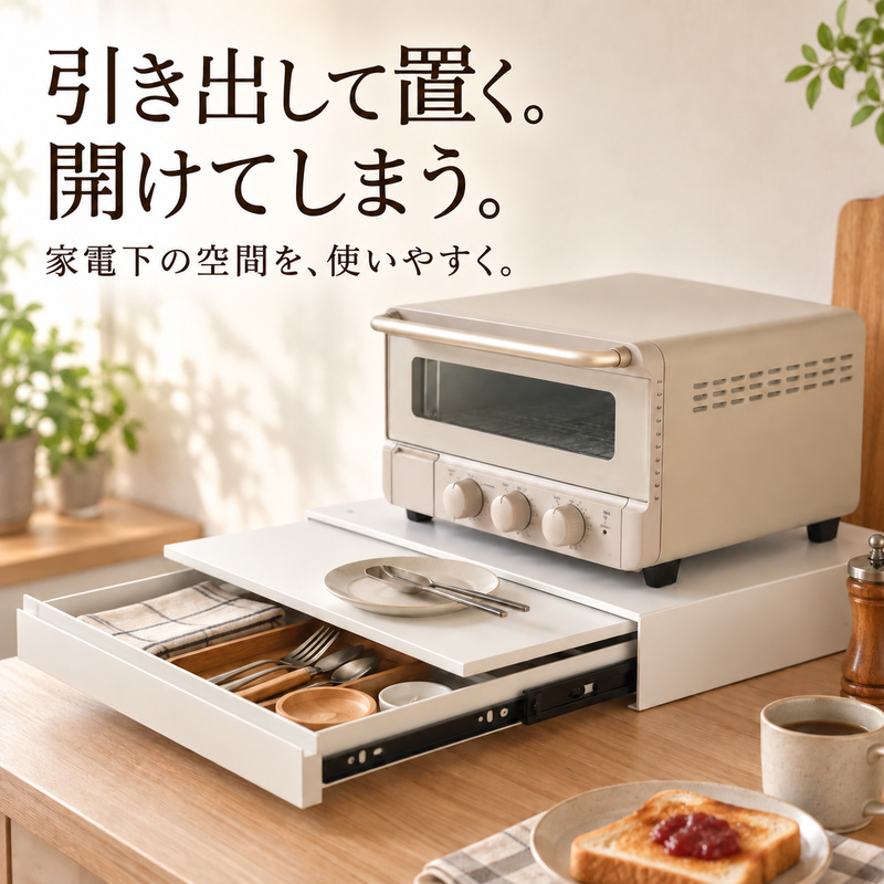 MONOWA レンジ下収納ラック 引き出し スライドテーブル 幅45cm 幅80cm