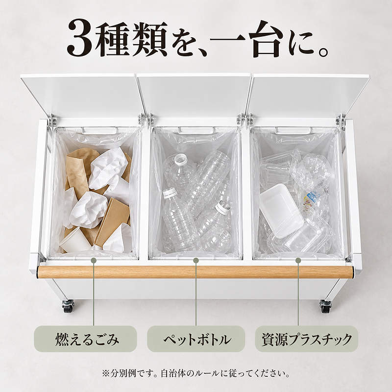 フタ付き分別ダストボックス