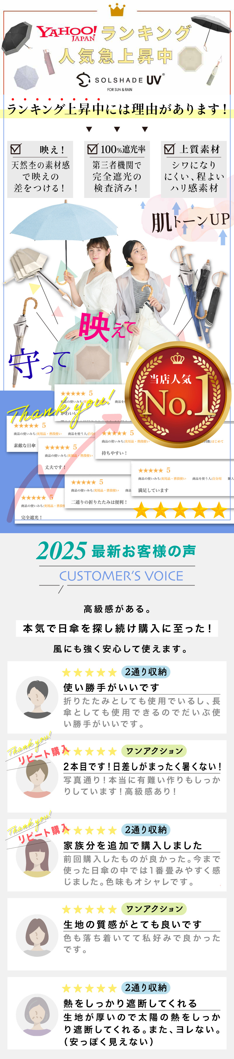 日傘 uvカット 100%完全遮光