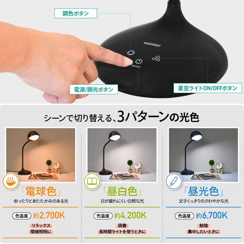 wasser62 デスクライト 星空 投影 プロジェクションライト
