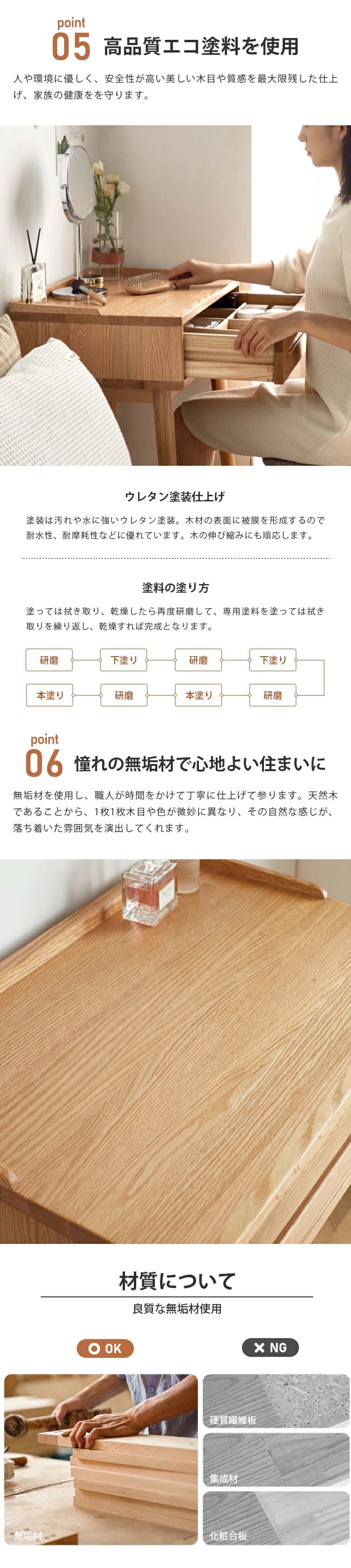 ドレッサー コンパクト 幅60cm 化粧台 仕切り入り 引き出し 天然