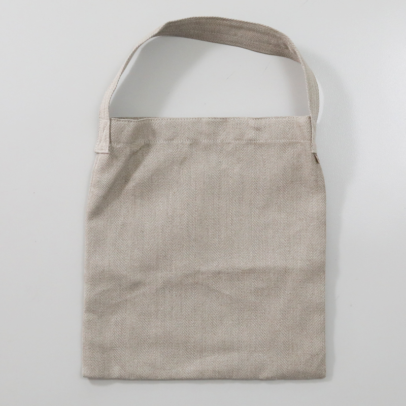松野屋 THREADーLINE ヘリンボーンリネンフラットワンハンドルバッグ