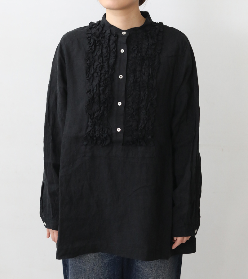 新品未使用イチアンティークスリネンタータンフリルシャツ ブラックウオッチ ichi Antiquités｜Linen Tartan Frill Shirt - ichi Antiquités(イチ