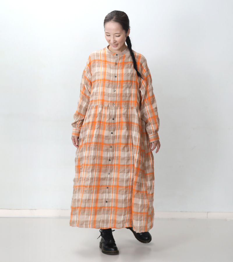 ICHI Antiquites イチ アンティークス タータンチェックドレス 長袖