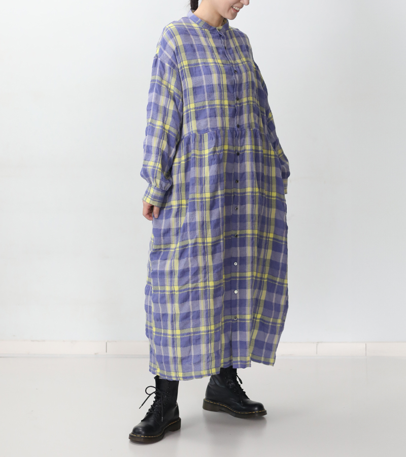 ICHI Antiquites イチ アンティークス タータンチェックドレス ブルー