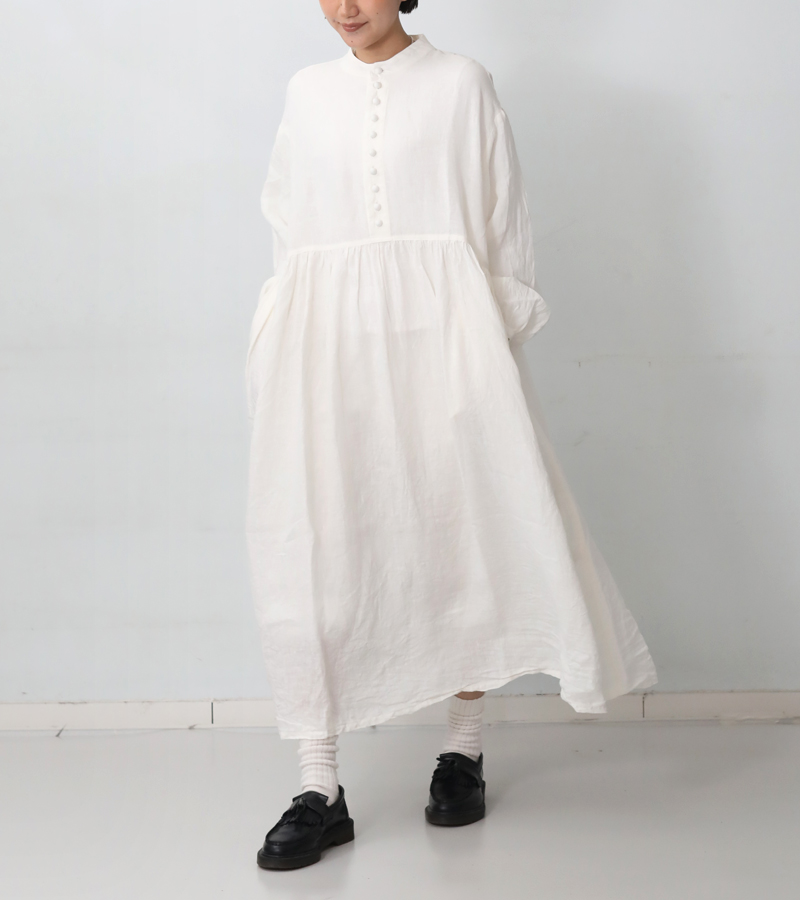 ​ichi Antiquites コットンリネン ワンピース　補修あり ICHI Antiquites イチアンティークス フレンチリネンドレス ホワイト