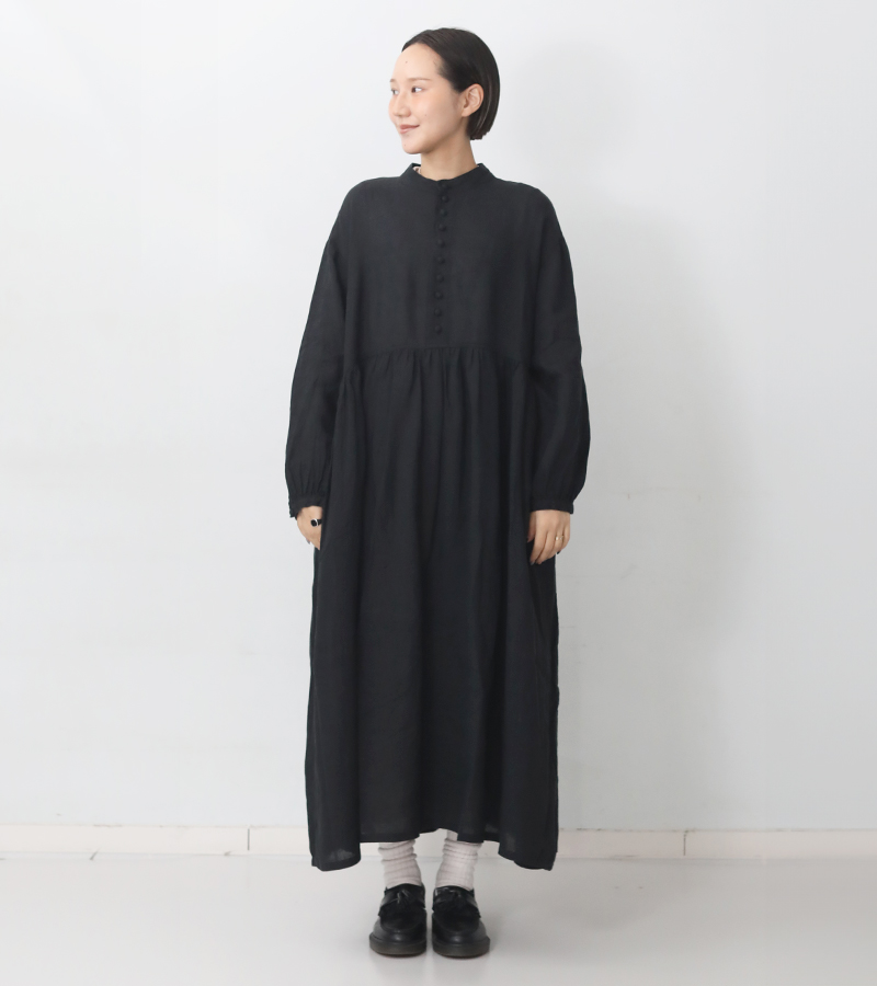 ICHI Antiquites イチアンティークス フレンチリネンドレス ブラック