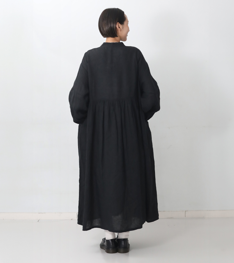 ICHI Antiquites イチアンティークス フレンチリネンドレス ブラック