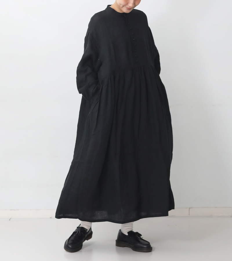 【美品】 ichi イチ　ウールジャガードワンピース　黒　日本製 ICHI Antiquites イチアンティークス フレンチリネンドレス ブラック