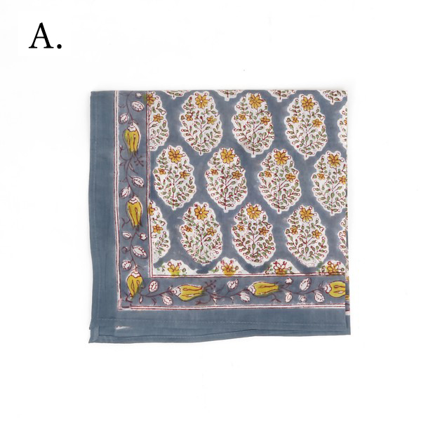 ガーオン ブロックプリントハンカチ 50×50cm 大判 バンダナ スカーフ