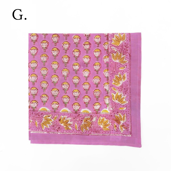 ★BOTTEGA VENETA★ スカーフ ハンカチ 大判 花 コットン ピンク ガーオン ブロックプリントハンカチ 50×50cm 大判 バンダナ