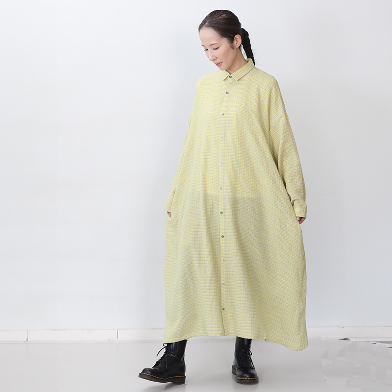 イチアンティークス　ウールガーゼシャツワンピース ICHI Antiquites イチ アンティークス ウールガーゼギンガムチェック