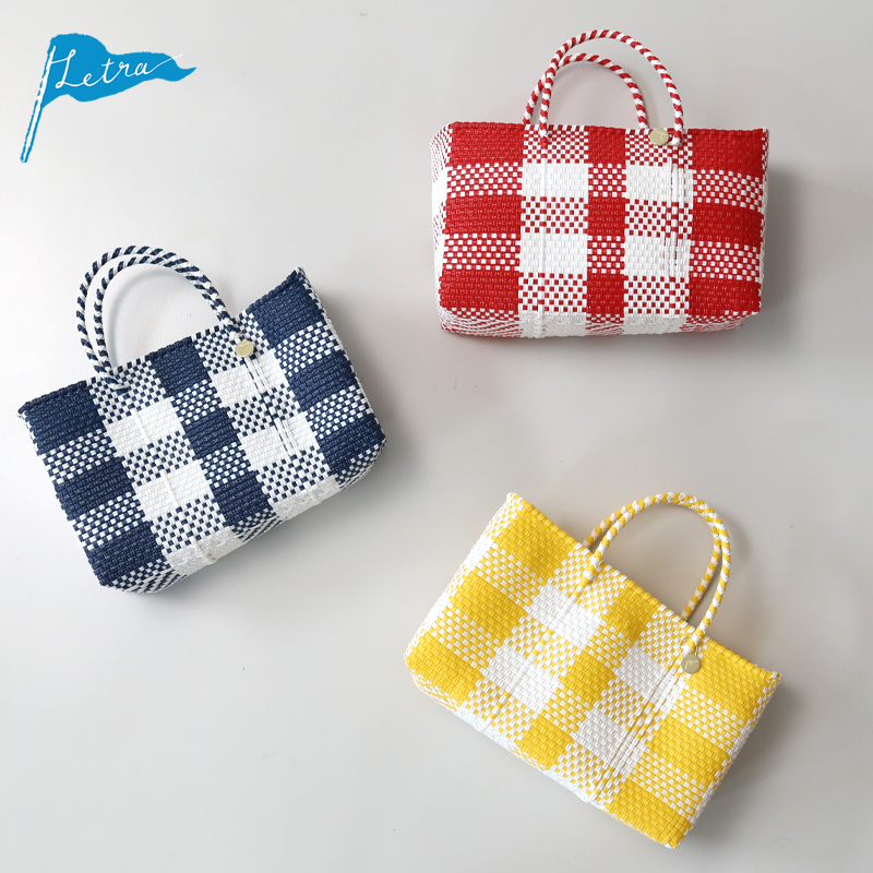 Letraメルカドバック☆BIG CHECK-Silver/Cream Lサイズ MERCADO BAG - BIG CHECK - Gold / White (XS) | Letra｜レトラ