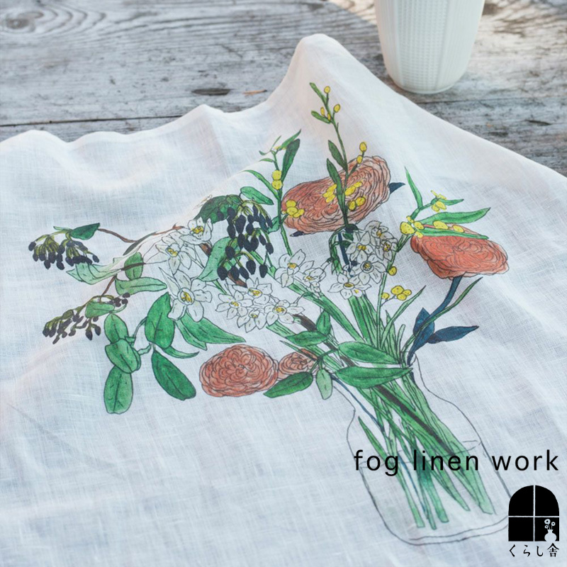 fog linen work フォグリネンワーク ハンカチ イザベルボワノ リネン スカーフ 花 ブ...