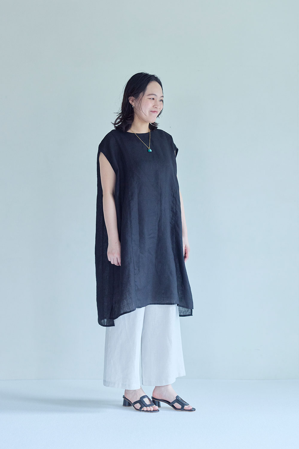 fog linen work（フォグリネンワーク） タリア チュニック ブラック